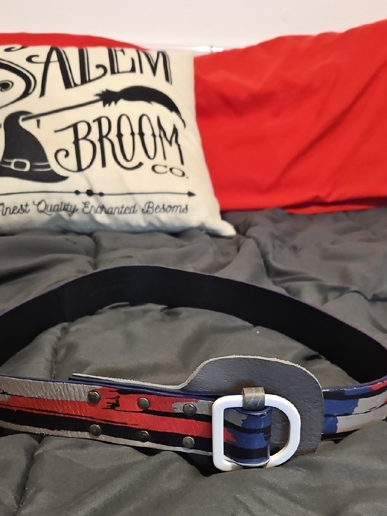 Balenciaga Other - RARE Authentic Men's Balenciaga Blue and Red Stripe Leather‎ Belt Made In Paris
